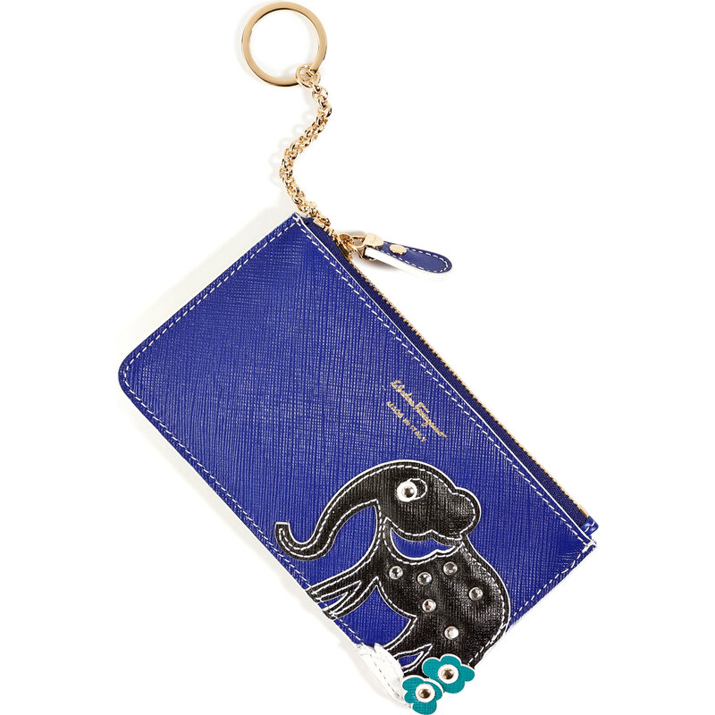 Salvatore Ferragamo Leather Key Case with Elephant Applique