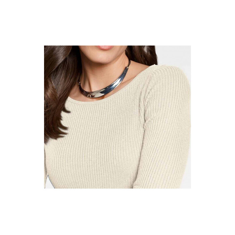 Hedvábný svetr, přiléhavý žebrovaný svetr, HEINE (vel.46 skladem)