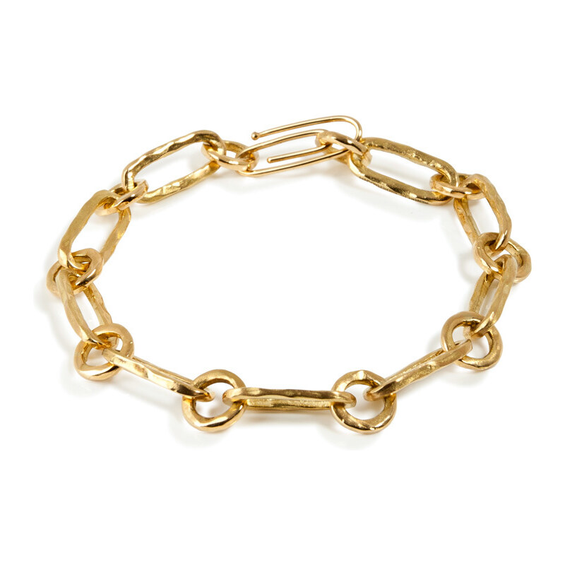 Aurélie Bidermann Fine Jewelry Yellow Gold Hammered Chain Bracelet