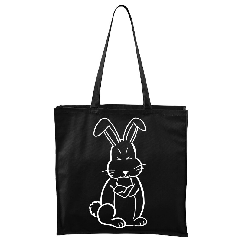 Roni Syvin + Adler/Malfini Ručně malovaná větší plátěná taška - Grumpy Rabbit