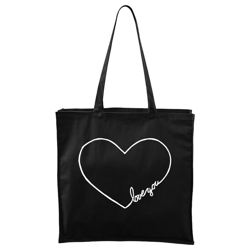 Roni Syvin + Adler/Malfini Ručně malovaná větší plátěná taška - "Love You" srdce