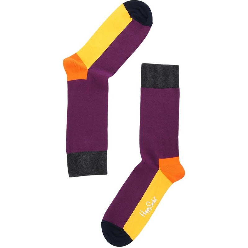 Unisex fialovo-žluté ponožky Happy Socks Five Colour