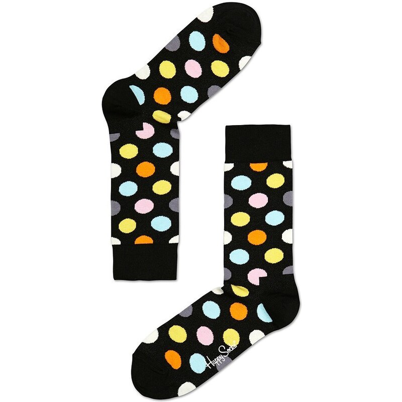 Černé unisex ponožky s barevnými puntíky Happy Socks Big Dot