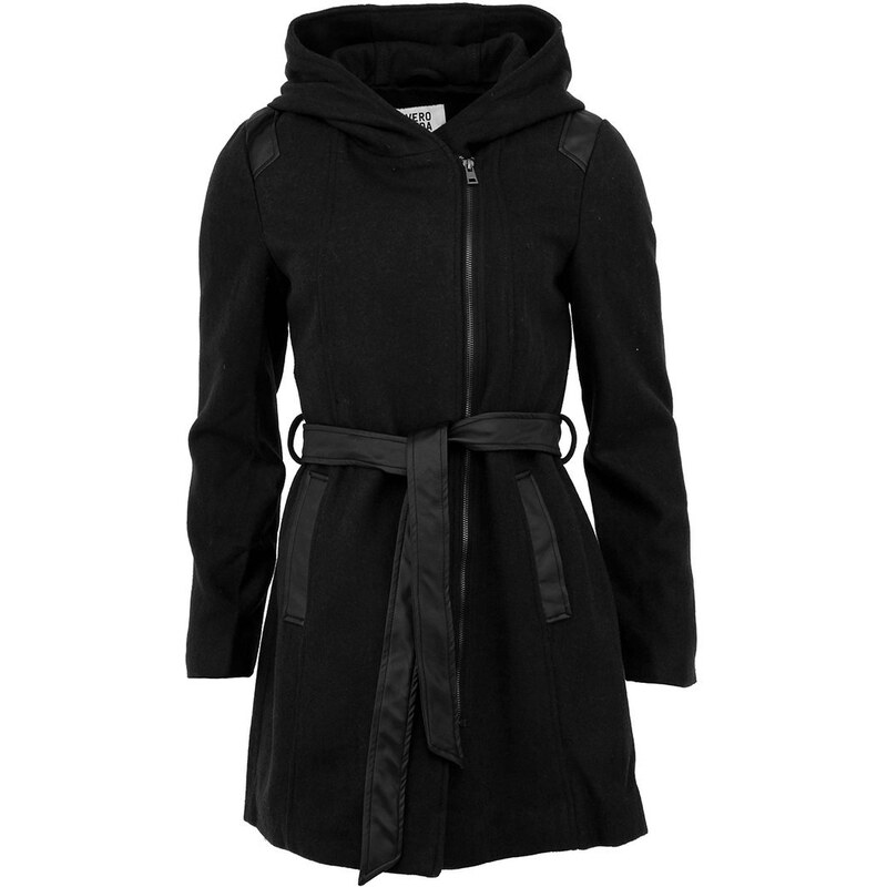 Černý kabát s koženkovými detaily Vero Moda South