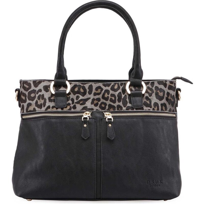 Černá kabelka s šedým leopardím lemem DSUK