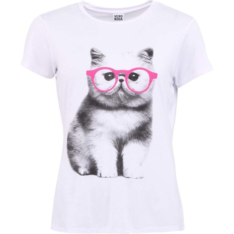 Bílé tričko s koťátkem Vero Moda