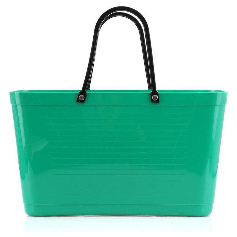 Zelená plastová EKO taška s černými uchy Hinza Green Plastic