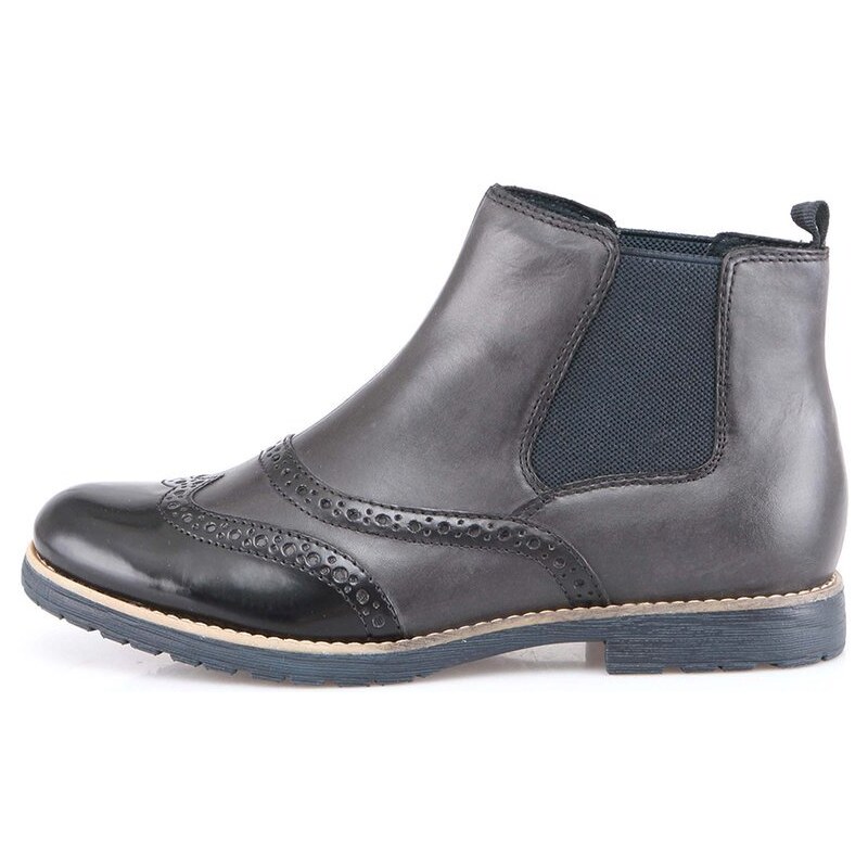 Černo-hnědé dámské kožené kotníkové boty Tamaris