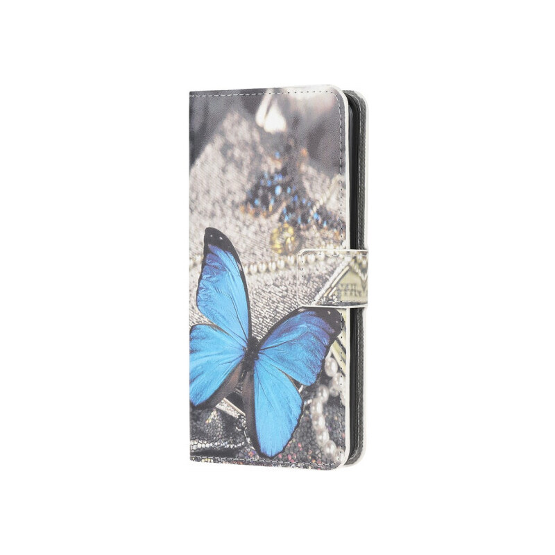 Pouzdro MFashion Huawei P40 Lite E - modré - Motýl