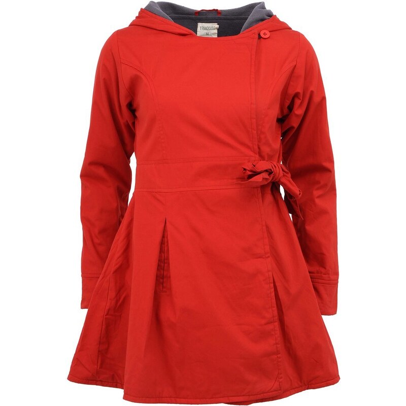 Červený dámský kabát s kapucí Tranquillo EMILIA