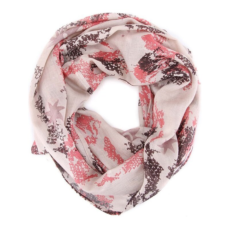 Růžovo-krémový dutý šátek s hadím potiskem Passigatti
