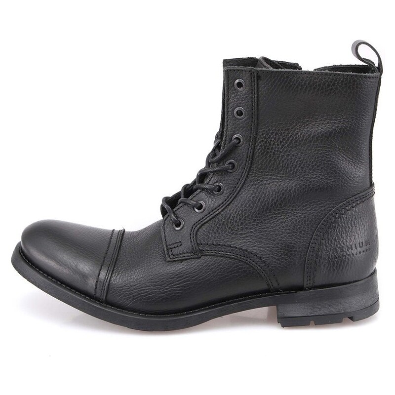 Černé vysoké kožené boty Jack & Jones Savek