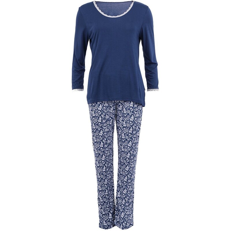 Modré dámské pyžamo s krajkovými lemy Cornette Lilly