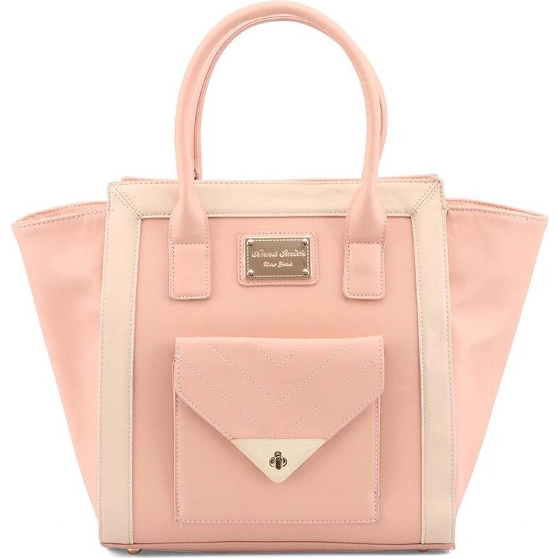 Růžovo-bílá kabelka s přední menší kapsičkou Anna Smith