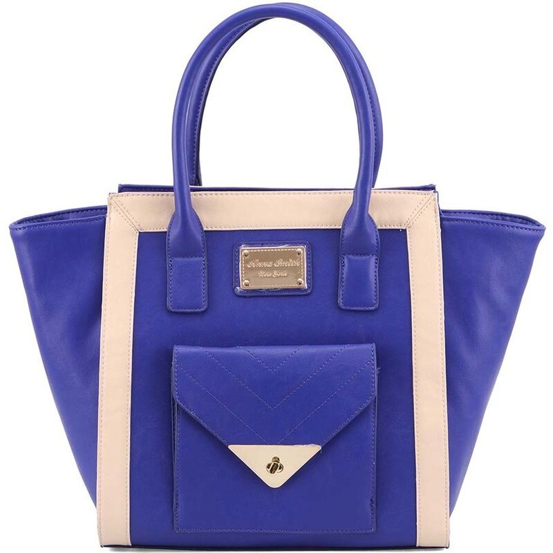 Modro-krémová kabelka s přední menší kapsičkou Anna Smith