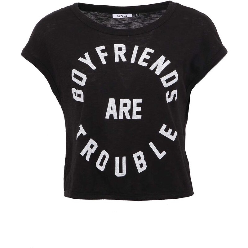 Černé kratší tričko s nápisem ONLY Boyfriends