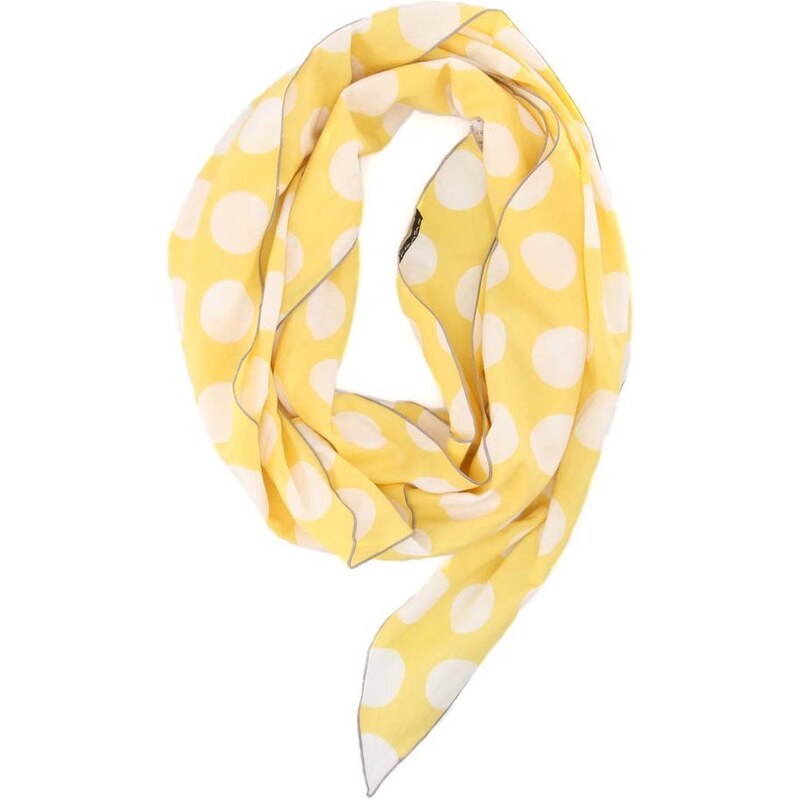 Bavlněný žlutý šátek s bílými puntíky Fraas