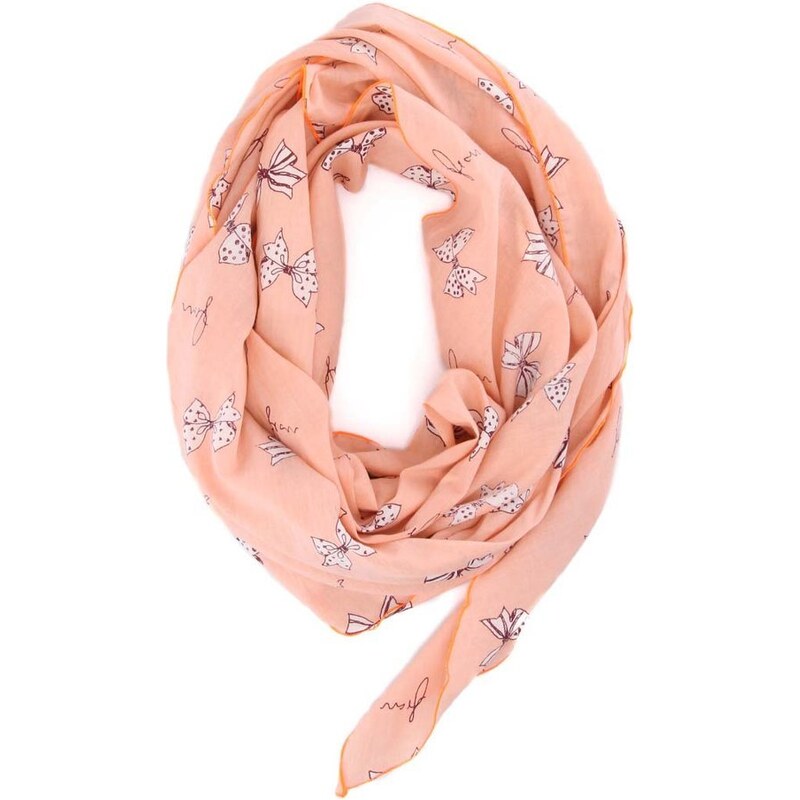Bavlněný pastelově růžový šátek s mašličkami Fraas