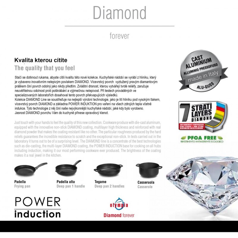 Olympia Zanetti pánev DIAMOND Line INDUCTION z litého hliníku Ø 20 cm