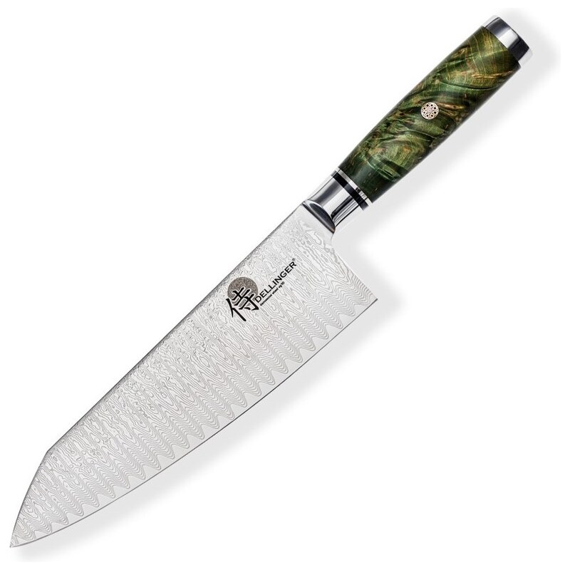 Kiritsuke / Chef 8" (200mm) Dellinger LADDER-Green Professional Damascus