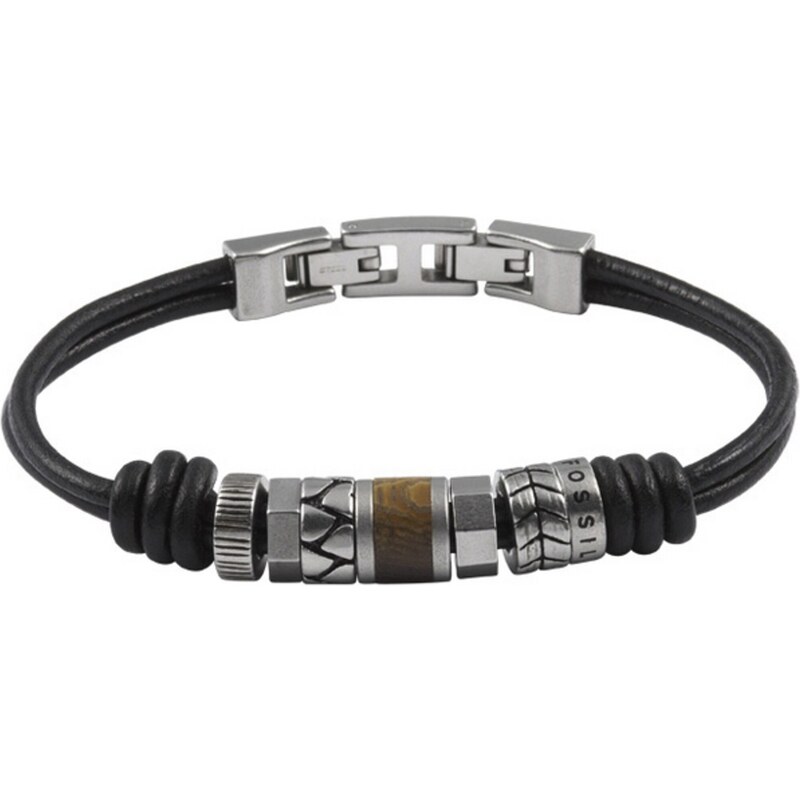 FOSSIL Náramek tmavě hnědá / stříbrná 57878882