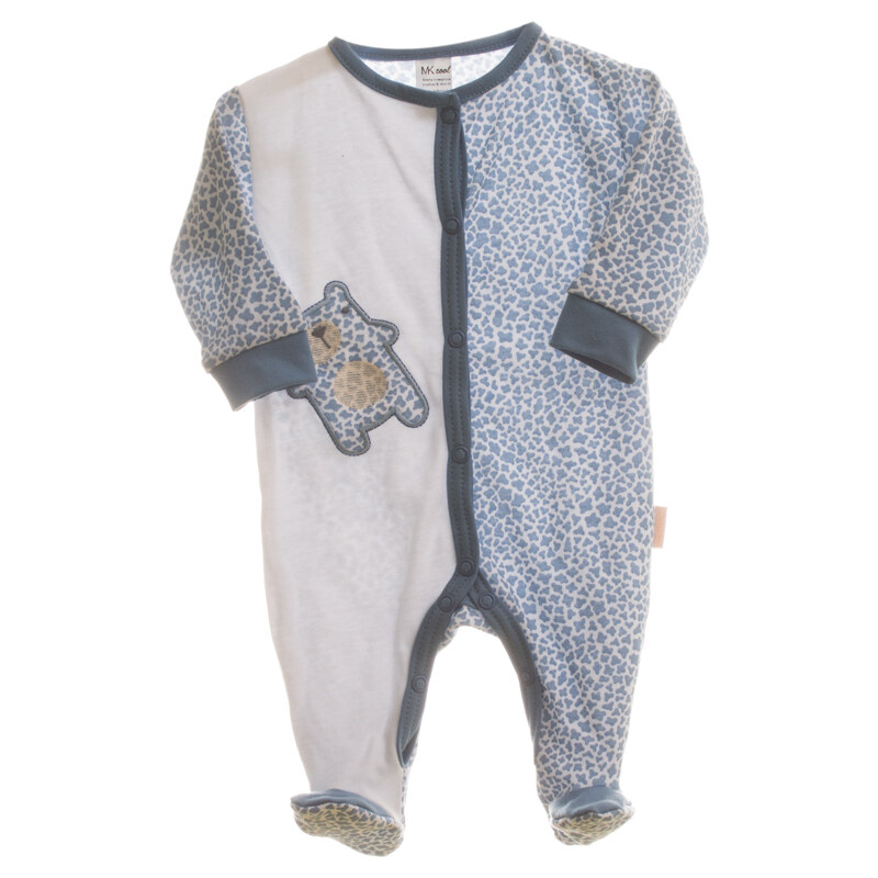 Overal kojenecký na spaní s výšivkou MKcool MK2002 modrá/bílá 46