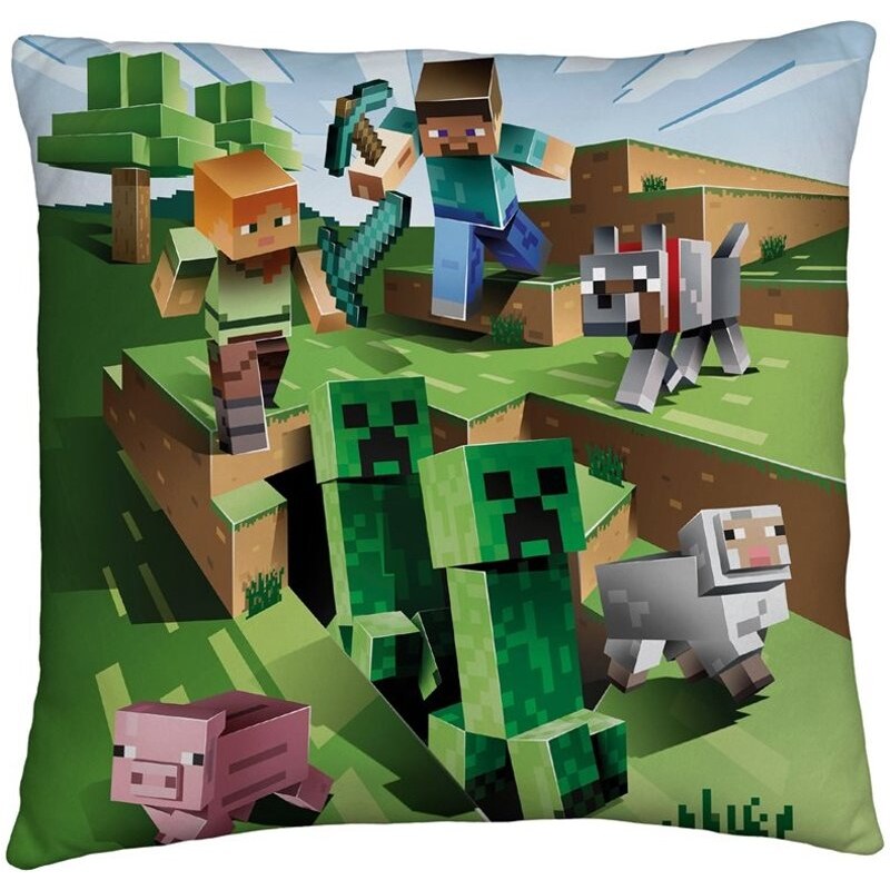 Halantex Oboustranný polštář Minecraft - motiv Farma - 40 x 40 cm