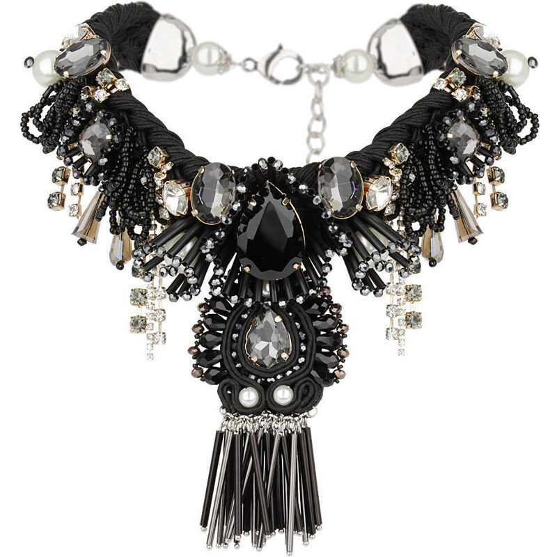 Topshop Premium Black Beaded Collar