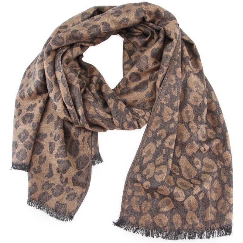 Hnědý šátek s leopardím vzorem INVUU London