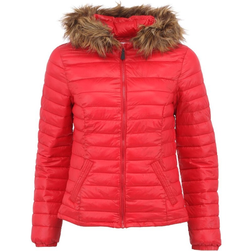 Červená dámská bunda s kožíškem Vero Moda Nomi