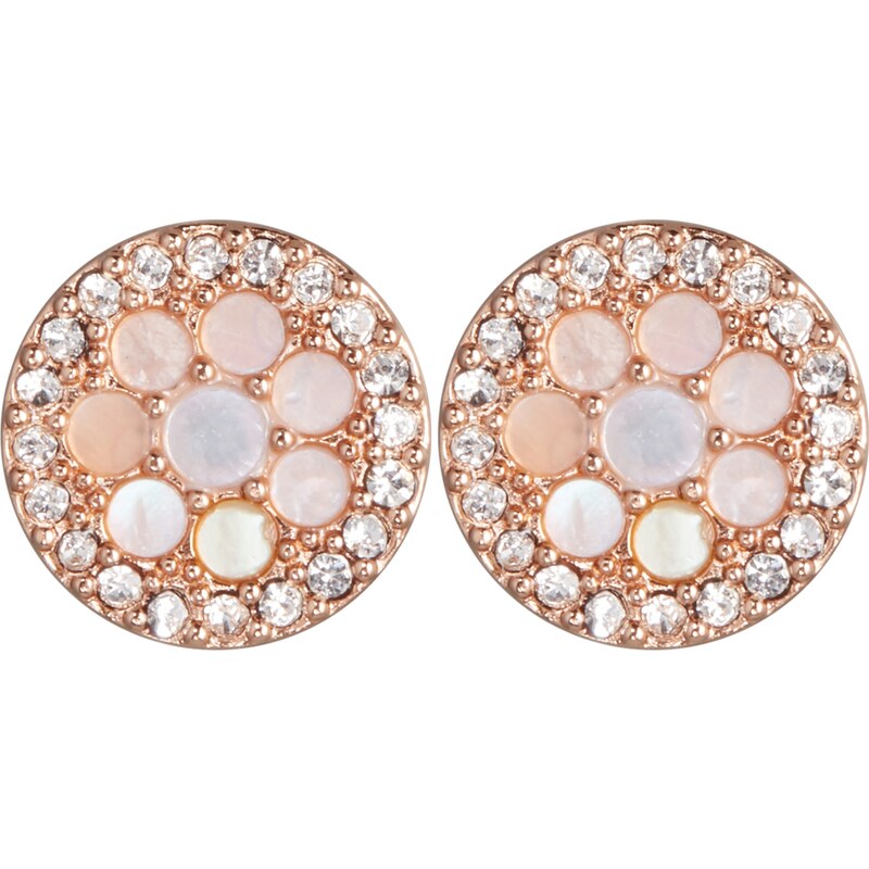 FOSSIL Náušnice VINTAGE GLITZ růžově zlatá / růžová / bílá