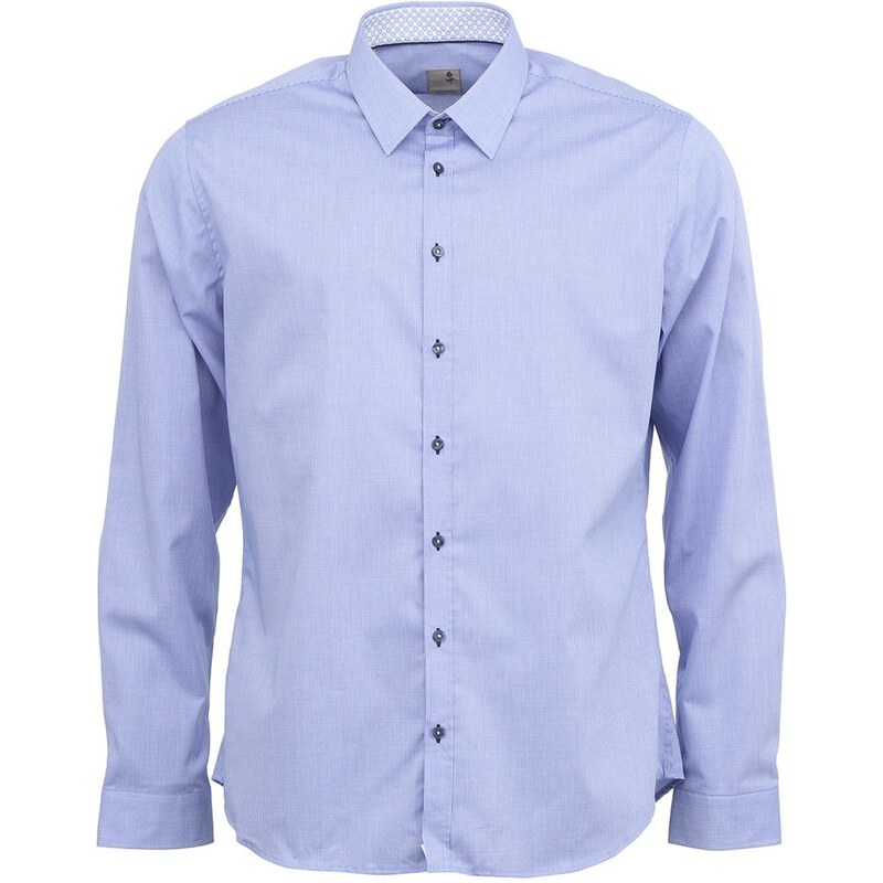 Modrá košile s drobným vzorem Seidensticker Schwarze Rose Slim Fit