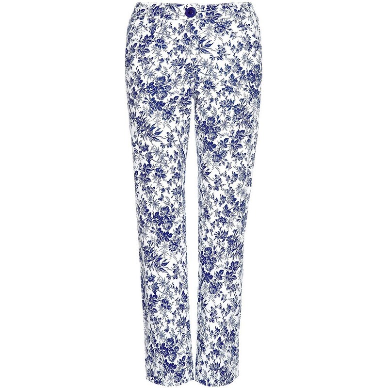 Modro-bílé květované kalhoty Fever London Lithco