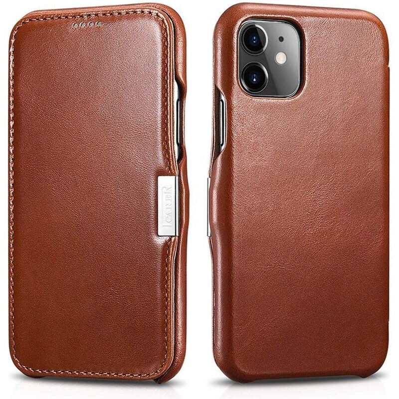 Knížkové pouzdro pro iPhone 11 - iCarer, Vintage Brown