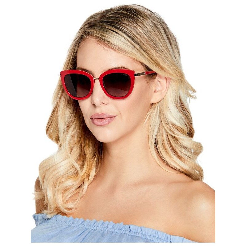 GUESS brýle Cat Eye Sunglasses hnědé, 116890