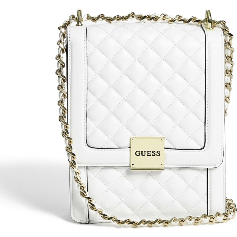 Outlet - GUESS kabelka Raina Quilted Crossbody bílá, 12290