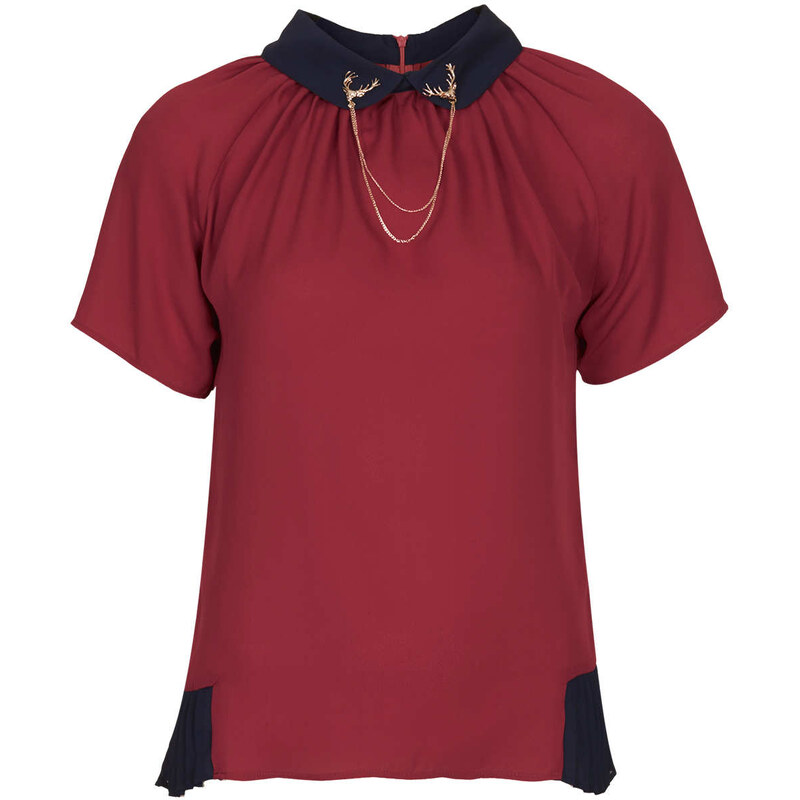 Topshop **J'adore Reindeer Embellishment Collar Top by Jovonnista