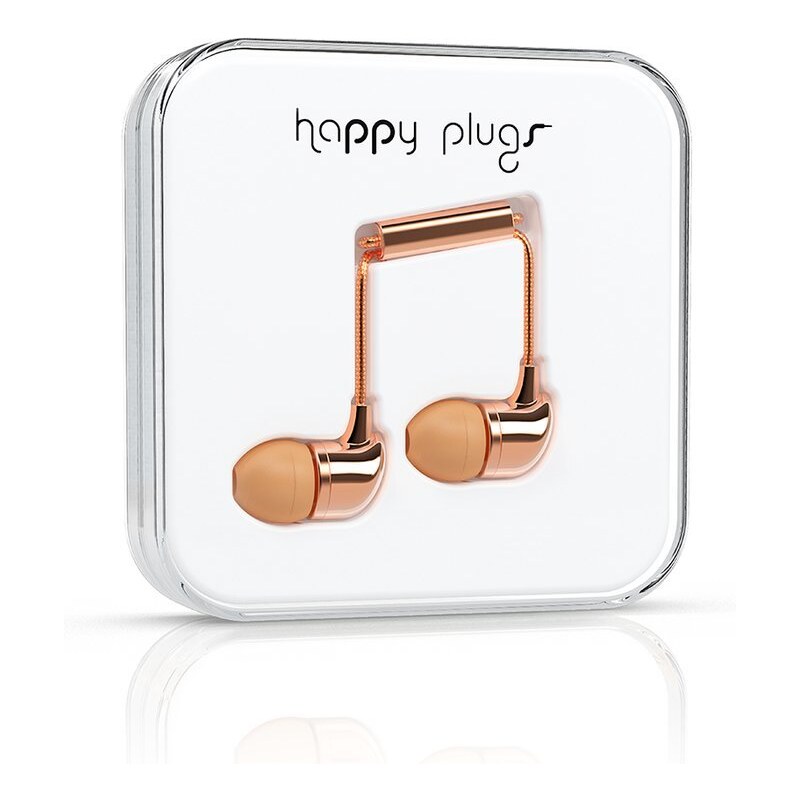 Zlatorůžová sluchátka do uší "špunty" Happy Plugs