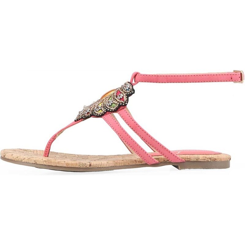 Růžové sandálky s etno broží Victoria Delef