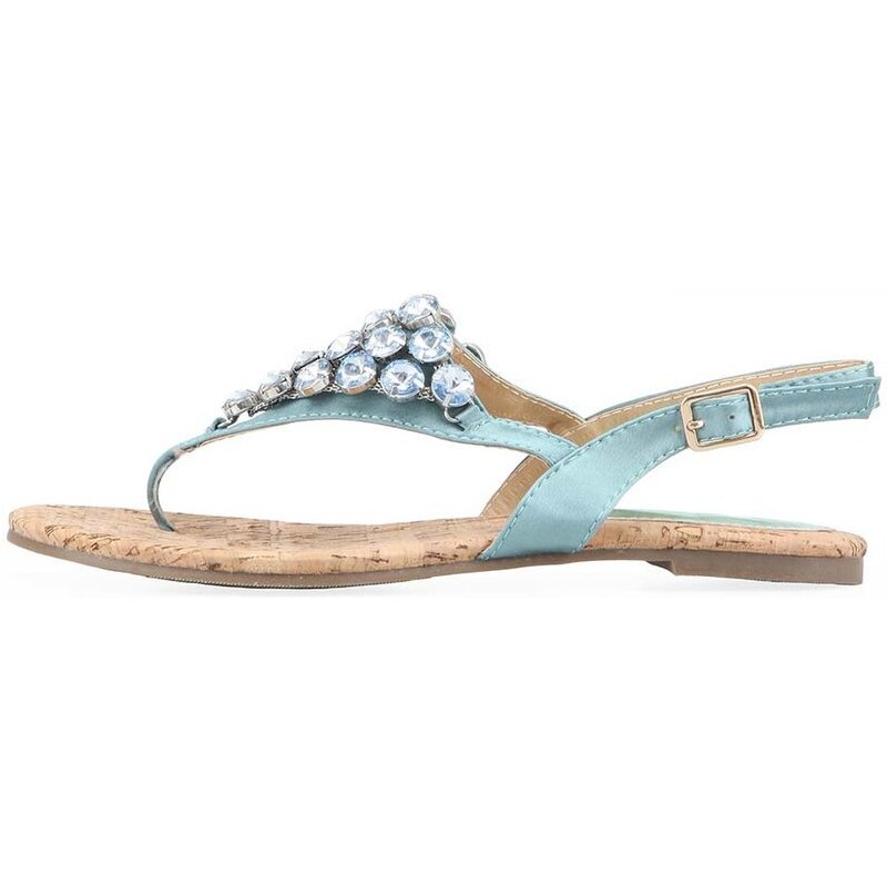 Metalické modré sandálky s kamínky Victoria Delef