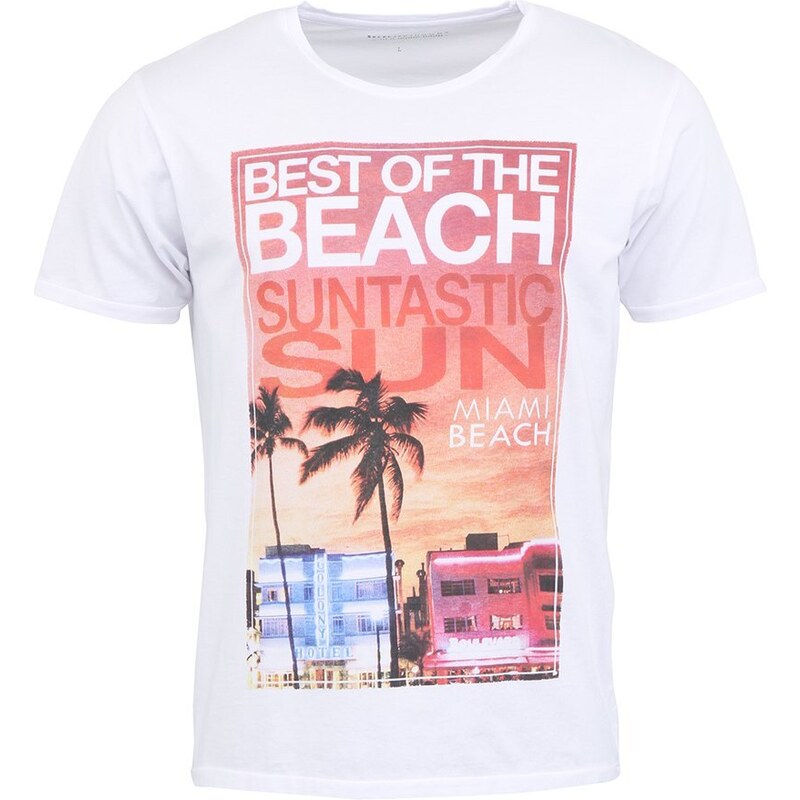 Pánské bílé triko Selected Beach Suntastic Sun