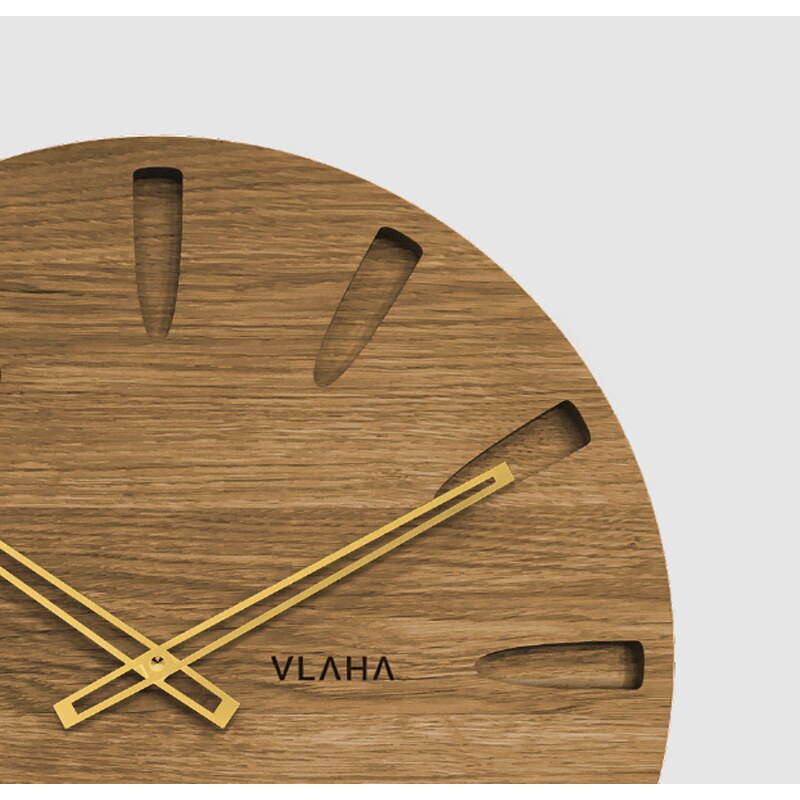 VLAHA Velké dubové hodiny GRAND vyrobené v Čechách se zlatými ručkami ⌀45cm
