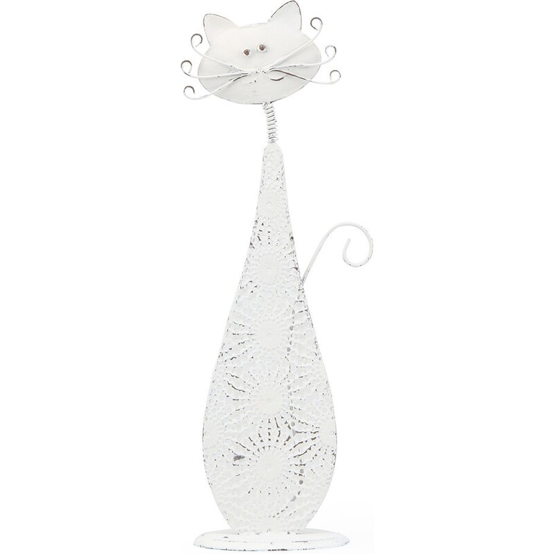 Malá kovová dekorace Dakls ve tvaru kočky s ozdobným tělem