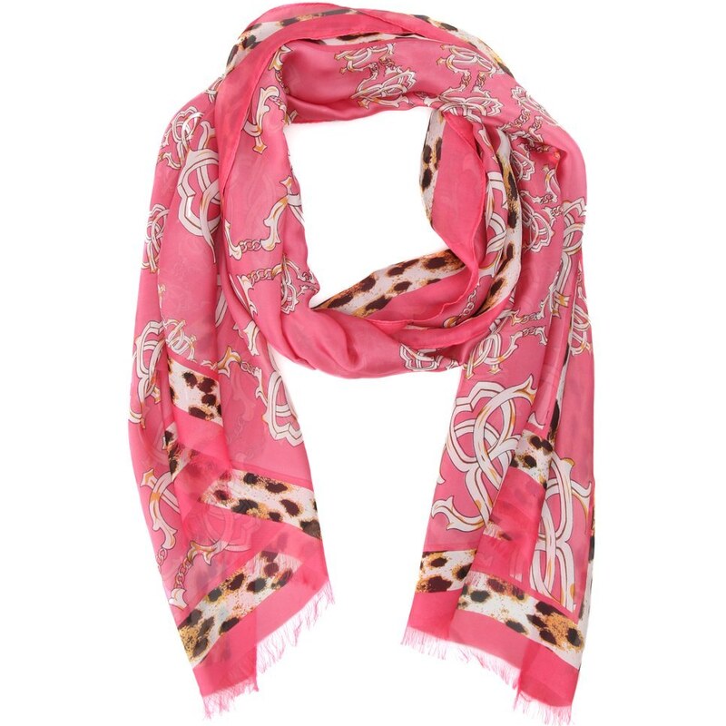 Růžový šátek INVUU London s leopardím vzorem