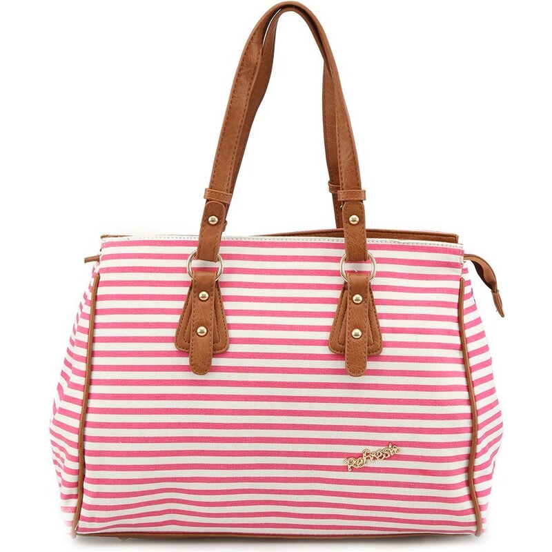 Velká proužkovaná kabelka Refresh v růžovo-bílé