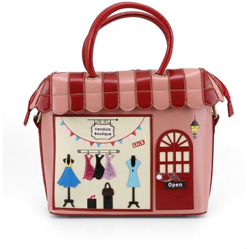 Červená kabelka Vendula London s módním butikem