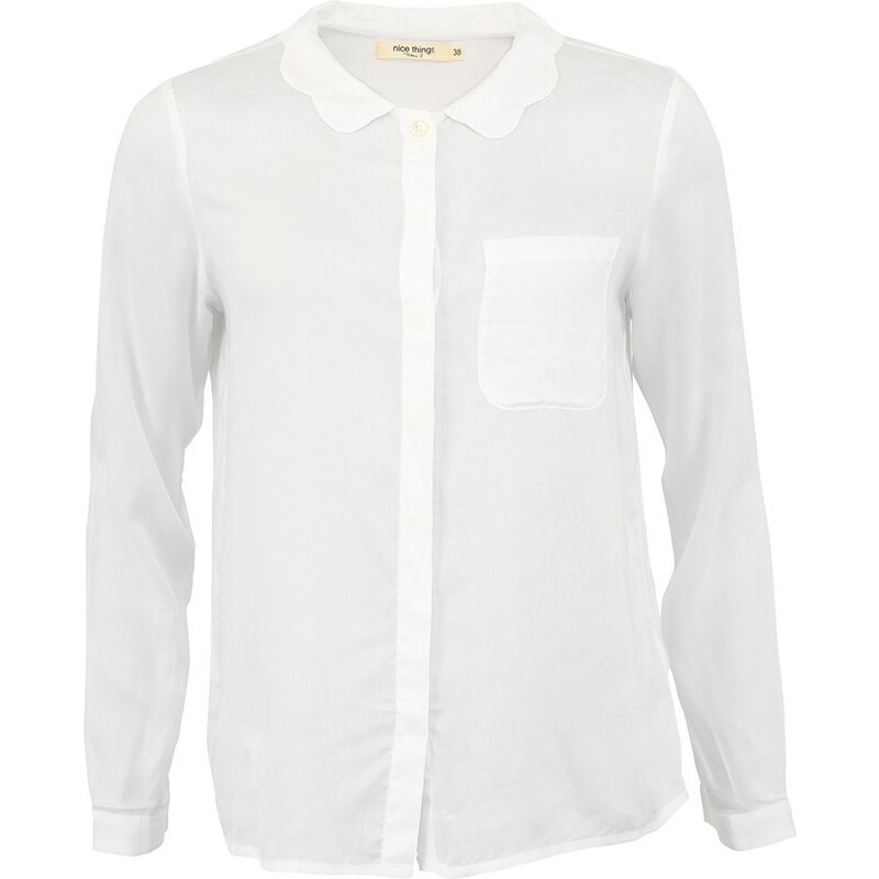 Bílá košile nice things s vlnitým límečkem