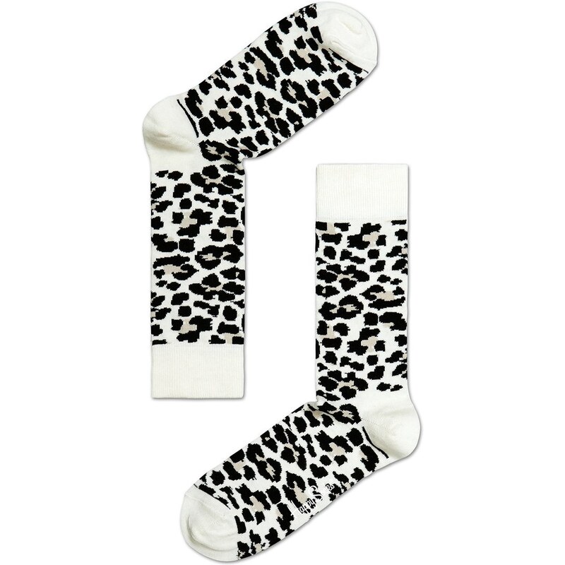 Černo-bílé unisex ponožky Happy Socks Leopard