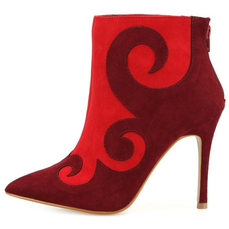 Červené kotníčkové boty Timeless Poppet s ornamenty