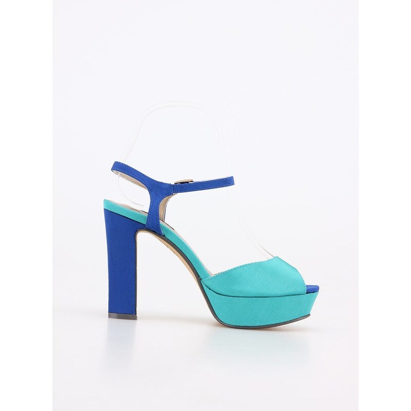 Tyrkysovo-modré boty na podpatku Victoria Delef